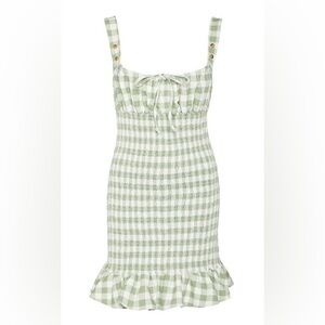 Ciao Lucia Cara green and white gingham mini dress